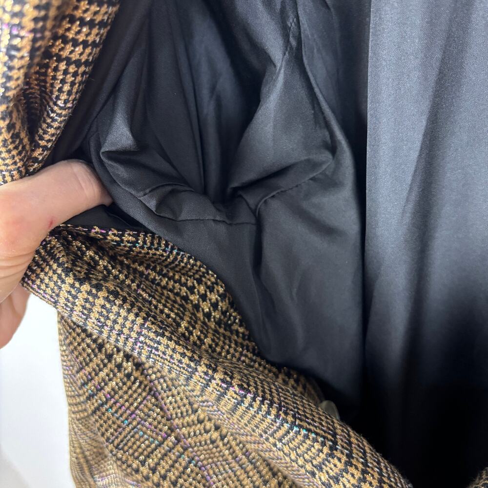 Nine West Double Breasted Blazer Jacket Brown Gold Metallic Plaid 3X NWOT NEW - Picture 13 of 14